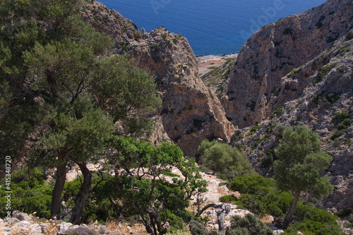 Landscape at Monastery Katholiko on Akrotiri peninsula on Crete in Greece, Europe