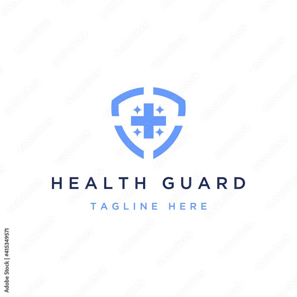 health protection or shield design logo with plus sign and sparkle health protection or shield design logo with plus sign and sparkle