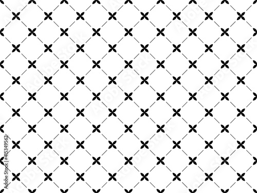 Diagonal lotus of pattern. Design vintage style black on white background. Design print for illustration, texture, textile, wallpaper, background. 