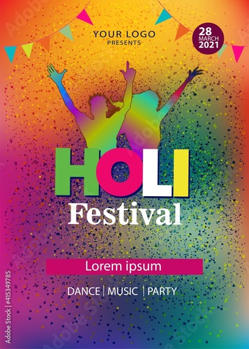 Indian festival happy holy colorful party poster, banner background. vector illustration background