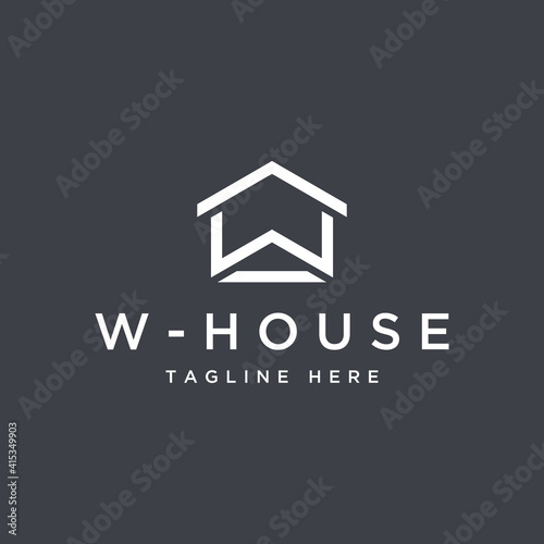 real estate design logo or letter W with house