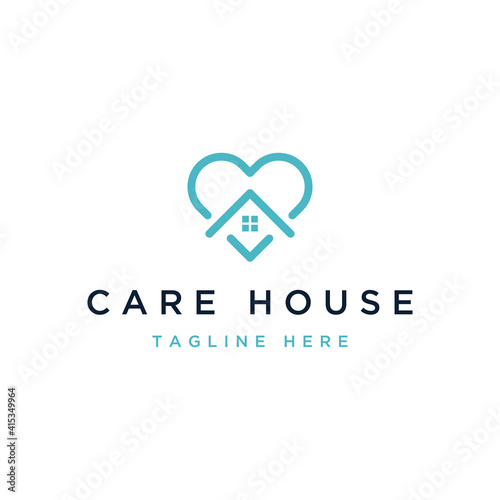 health design logo, or heart with house