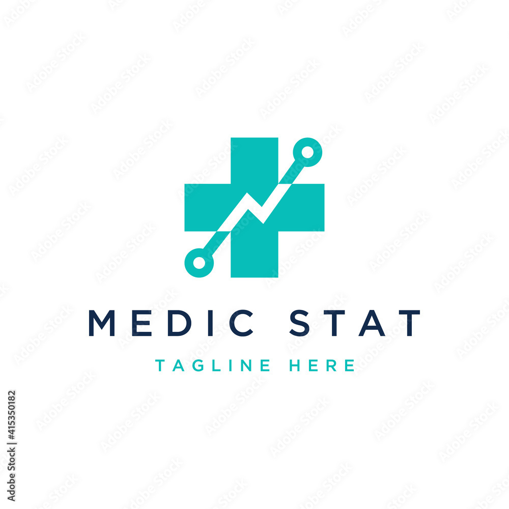 Health Analysis Design Logo Or Plus Sign With Status Chart Stock Vector 