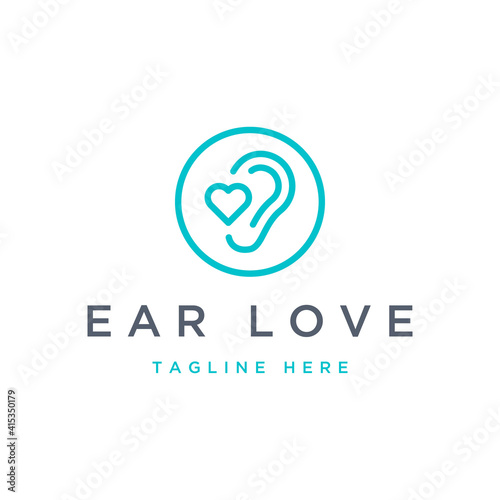logo design ear care or ear with a love © pixeqa