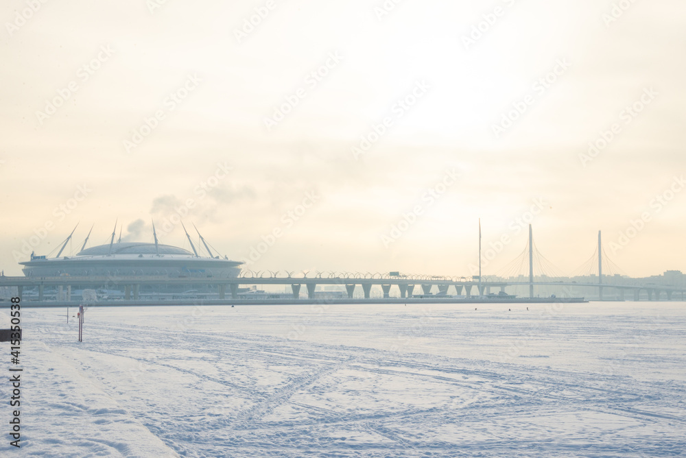 Winter landscape, gulf of finland, saint petersburg
