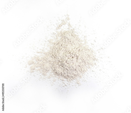 A heap of milk whey protein isolated on white background.