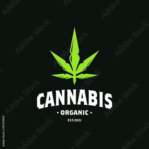 creative modern cannabis CBD marijuana hemp leaf logo design	
