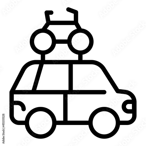 Car family roof bike icon. Outline car family roof bike vector icon for web design isolated on white background