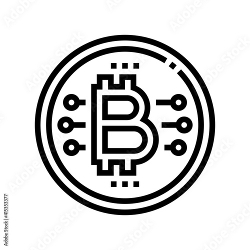 bitcoin coin ico line icon vector. bitcoin coin ico sign. isolated contour symbol black illustration