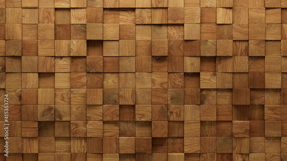Wood Block Wall background. Mosaic Wallpaper with Light and Dark Timber Square tile pattern. 3D Render Wood Block Wall background. Mosaic Wallpaper with Light and Dark Timber Square tile pattern. 3D Render