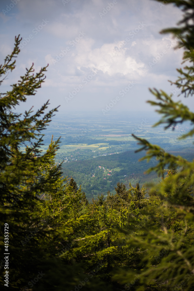 Mountain landscape. Views from the Jizera Mountains to Poland