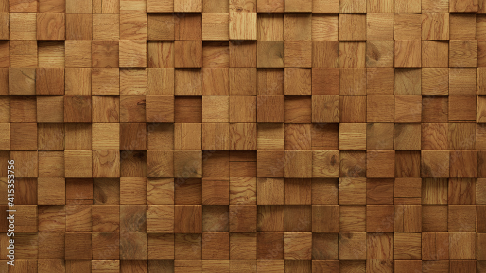 Wood Block Wall background. Mosaic Wallpaper with Light and Dark Timber Square tile pattern. 3D Render Wood Block Wall background. Mosaic Wallpaper with Light and Dark Timber Square tile pattern. 3D Render