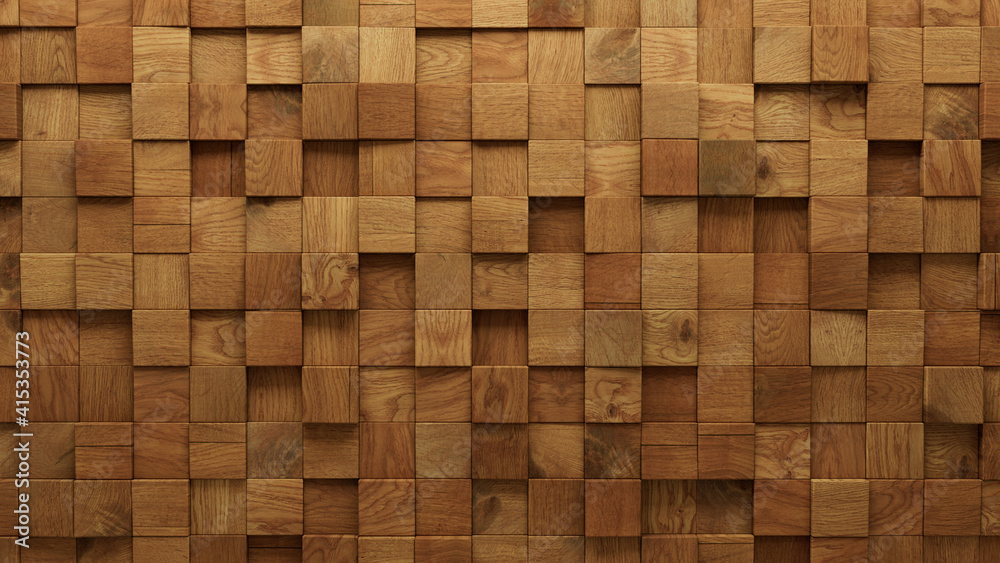 Wood Block Wall background. Mosaic Wallpaper with Light and Dark Timber Square tile pattern. 3D Render Wood Block Wall background. Mosaic Wallpaper with Light and Dark Timber Square tile pattern. 3D Render