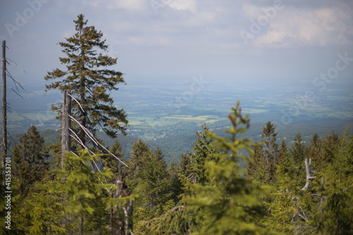 Obraz na płótnie Mountain landscape. Views from the Jizera Mountains to Poland w salonie