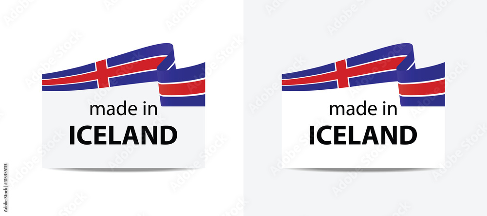made in Iceland vector stamp. bagge with Iceland flag	
