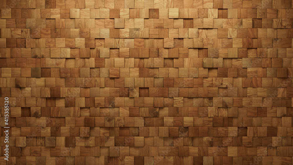 Wood Block Wall background. Mosaic Wallpaper with Light and Dark Timber Square tile pattern. 3D Render Wood Block Wall background. Mosaic Wallpaper with Light and Dark Timber Square tile pattern. 3D Render