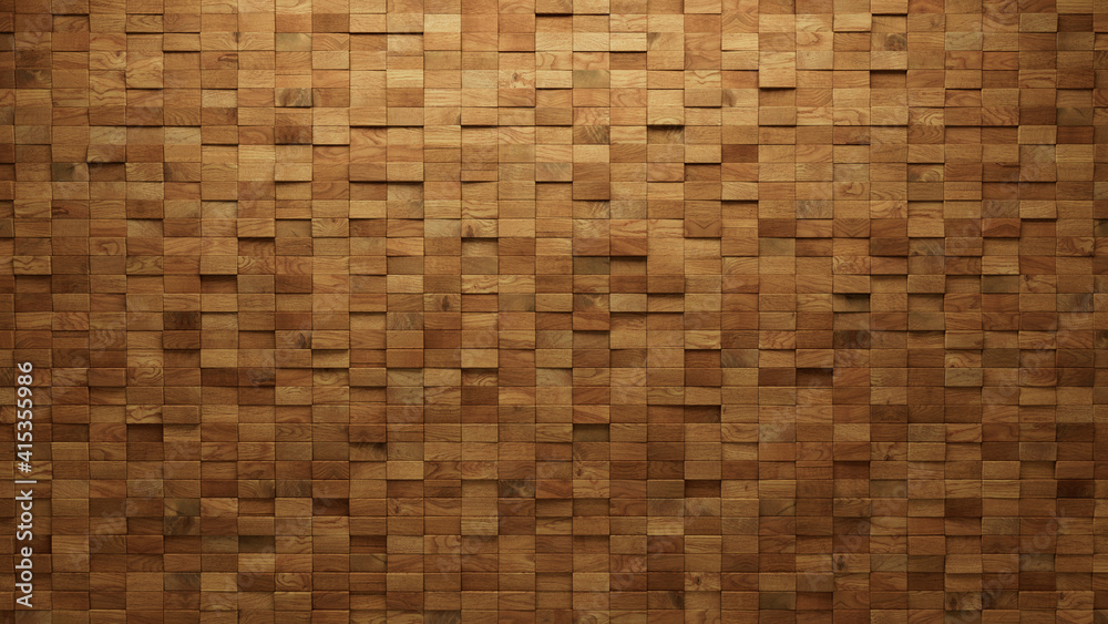 Wood Block Wall background. Mosaic Wallpaper with Light and Dark Timber Rectangle tile pattern. 3D Render Wood Block Wall background. Mosaic Wallpaper with Light and Dark Timber Rectangle tile pattern. 3D Render
