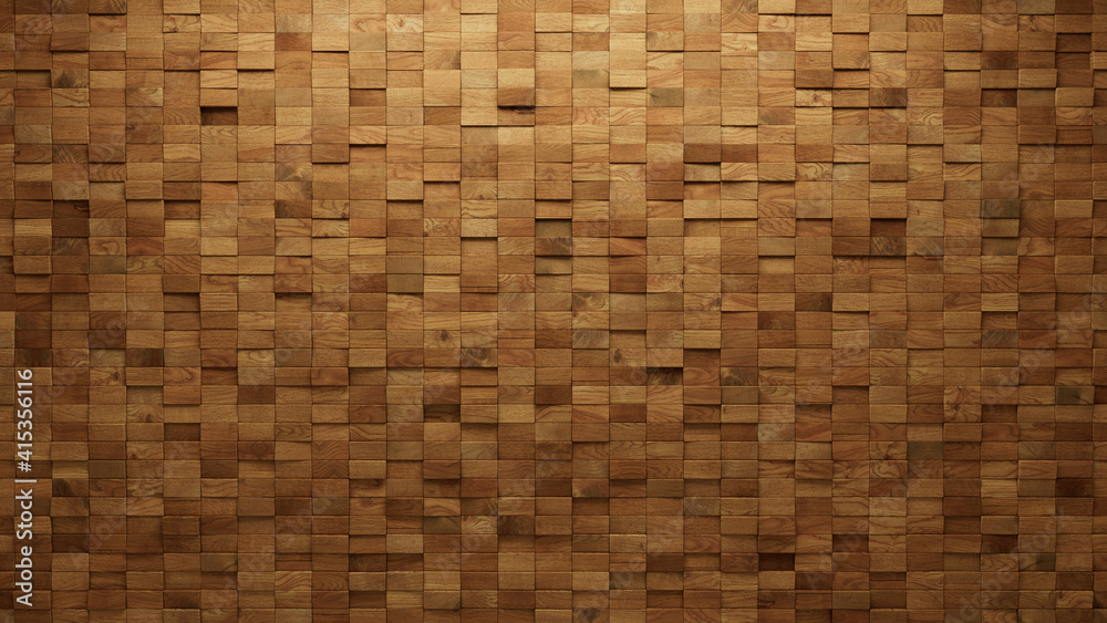 Wood Block Wall background. Mosaic Wallpaper with Light and Dark Timber Rectangle tile pattern. 3D Render Wood Block Wall background. Mosaic Wallpaper with Light and Dark Timber Rectangle tile pattern. 3D Render