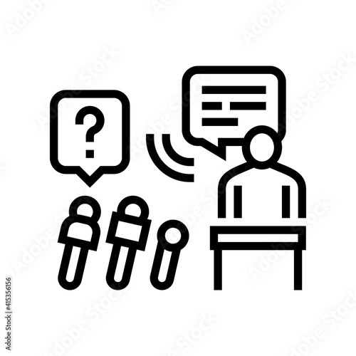 interview pr line icon vector. interview pr sign. isolated contour symbol black illustration