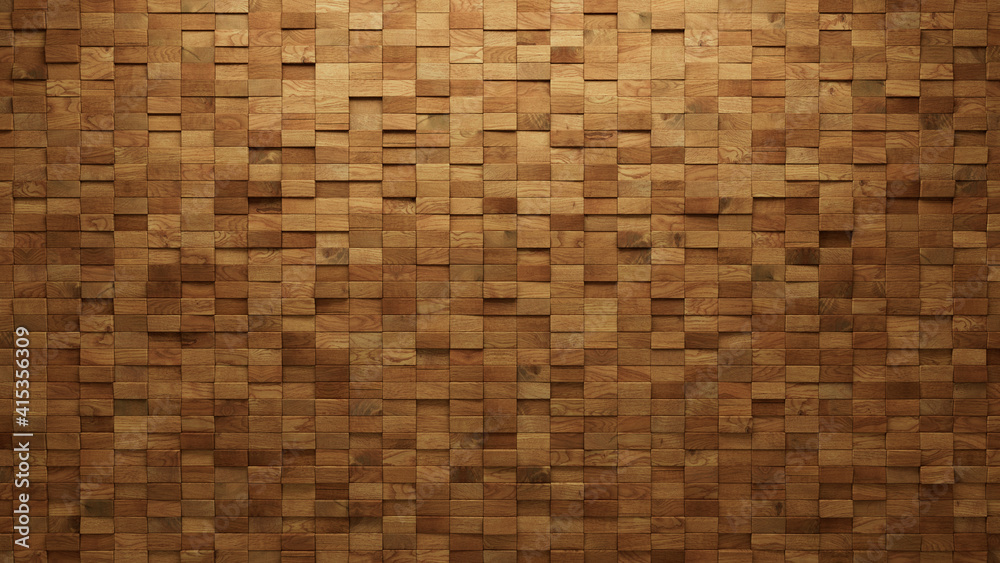Wood Block Wall background. Mosaic Wallpaper with Light and Dark Timber Rectangle tile pattern. 3D Render Wood Block Wall background. Mosaic Wallpaper with Light and Dark Timber Rectangle tile pattern. 3D Render