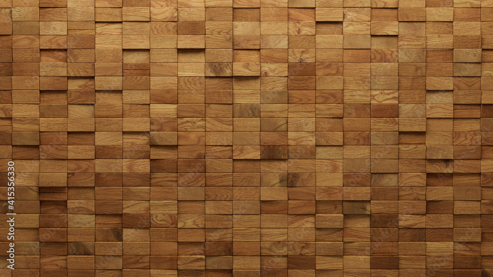 Wood Block Wall background. Mosaic Wallpaper with Light and Dark Timber Rectangle tile pattern. 3D Render Wood Block Wall background. Mosaic Wallpaper with Light and Dark Timber Rectangle tile pattern. 3D Render