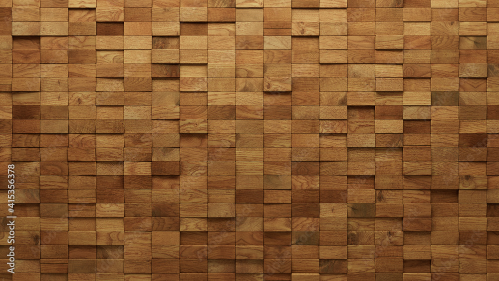 Wood Block Wall background. Mosaic Wallpaper with Light and Dark Timber Rectangle tile pattern. 3D Render Wood Block Wall background. Mosaic Wallpaper with Light and Dark Timber Rectangle tile pattern. 3D Render