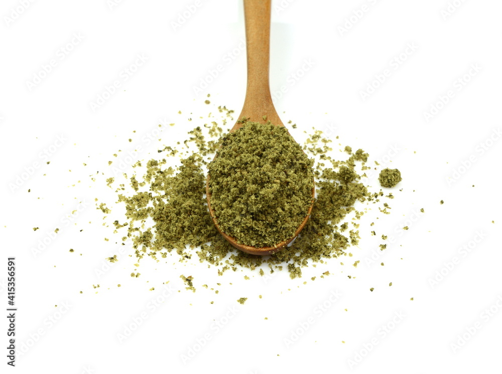 Ground pumkin seed isolated on white background. Pile of fresh pumpkin seed flour isolated. Pumpkin protein. Ground pumkin seed isolated on white background. Pile of fresh pumpkin seed flour isolated. Pumpkin protein.
