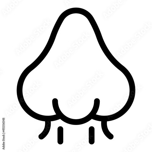Nose smell icon. Outline nose smell vector icon for web design isolated on white background