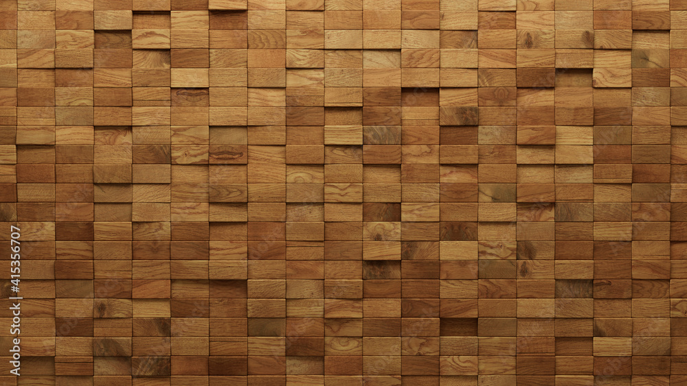 Wood Block Wall background. Mosaic Wallpaper with Light and Dark Timber Rectangle tile pattern. 3D Render Wood Block Wall background. Mosaic Wallpaper with Light and Dark Timber Rectangle tile pattern. 3D Render