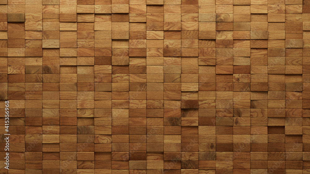 Wood Block Wall background. Mosaic Wallpaper with Light and Dark Timber Rectangle tile pattern. 3D Render Wood Block Wall background. Mosaic Wallpaper with Light and Dark Timber Rectangle tile pattern. 3D Render