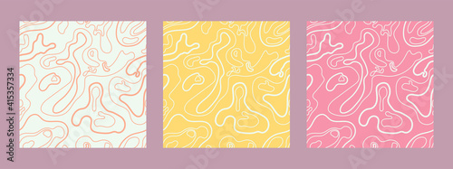 Abstract simple minimalistic liquid marble pattern. Flat design. Swirls of color. Seamless pastel background
