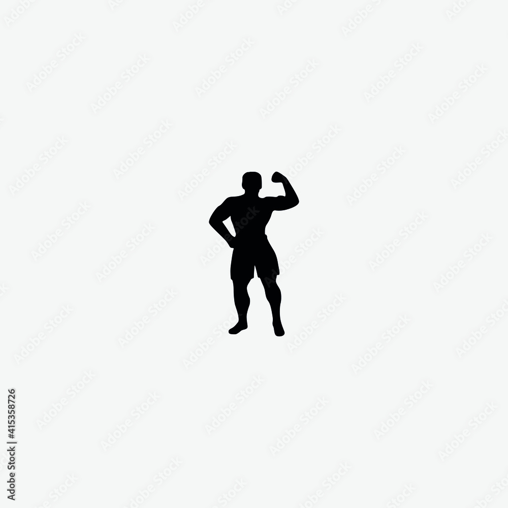 muscle man  silhouette vector illustration