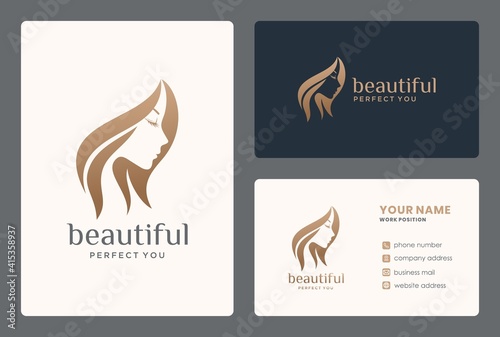 women face negative space logo design for salon, beauty care, makeover, hairstylist.