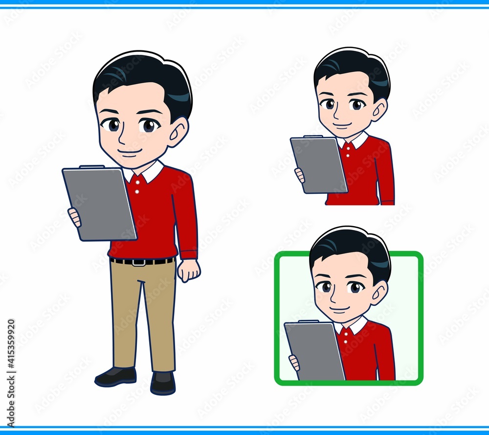 赤い長袖を着た若い男性