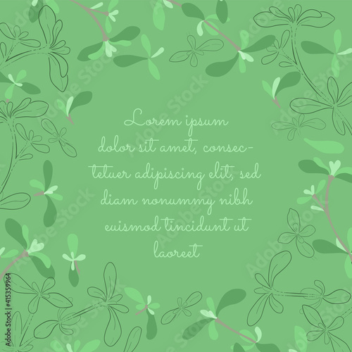 Pastel Color Card with Thyme Leaves and Twigs