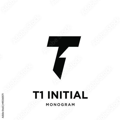 T1 initial logo icon design