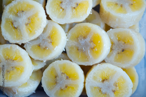 Delicious boiled banana are traditional food.