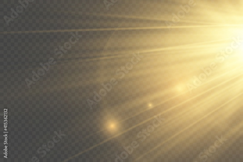 Light flare special effect with rays of light and magic sparkles. Glow transparent vector light effect set, explosion, glitter, spark, sun flash.