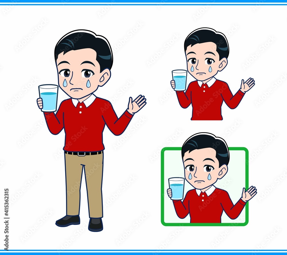 赤い長袖を着た若い男性