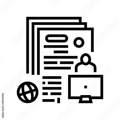 writing press release line icon vector. writing press release sign. isolated contour symbol black illustration