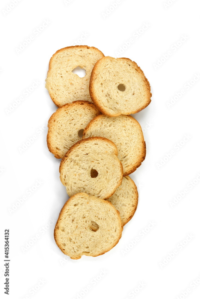 Bake rolls. Mini bread chips isolated on white background. Bake rolls. Mini bread chips isolated on white background.