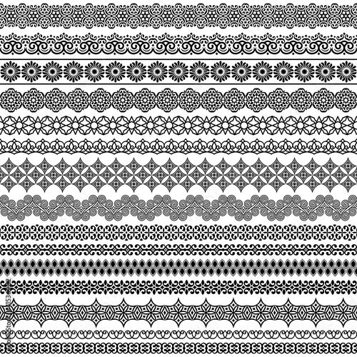 Vector set of fancy seamless brushes in oriental motifs. Brushes included in file photo