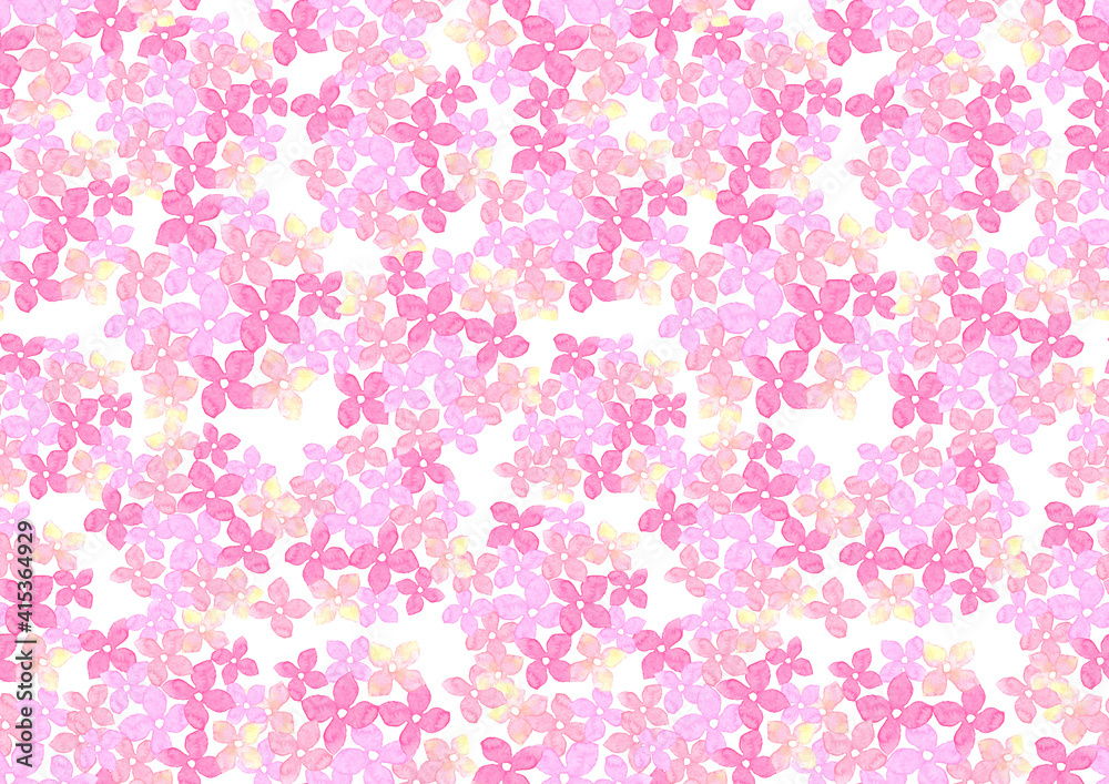 水彩で描いた紫陽花の模様 水彩で描いた紫陽花の模様