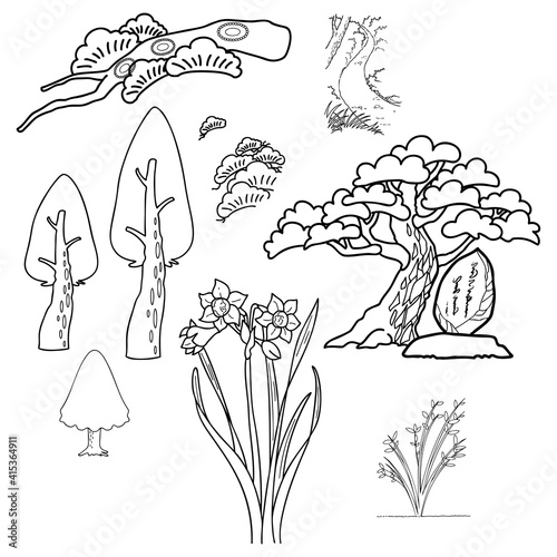 樹木02モノクロ