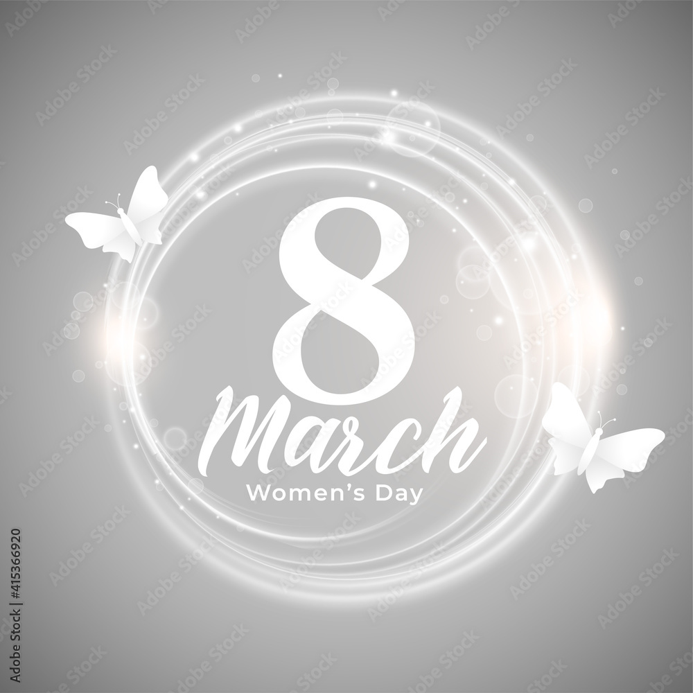 Fototapeta premium shiny happy women's day background with butterfly