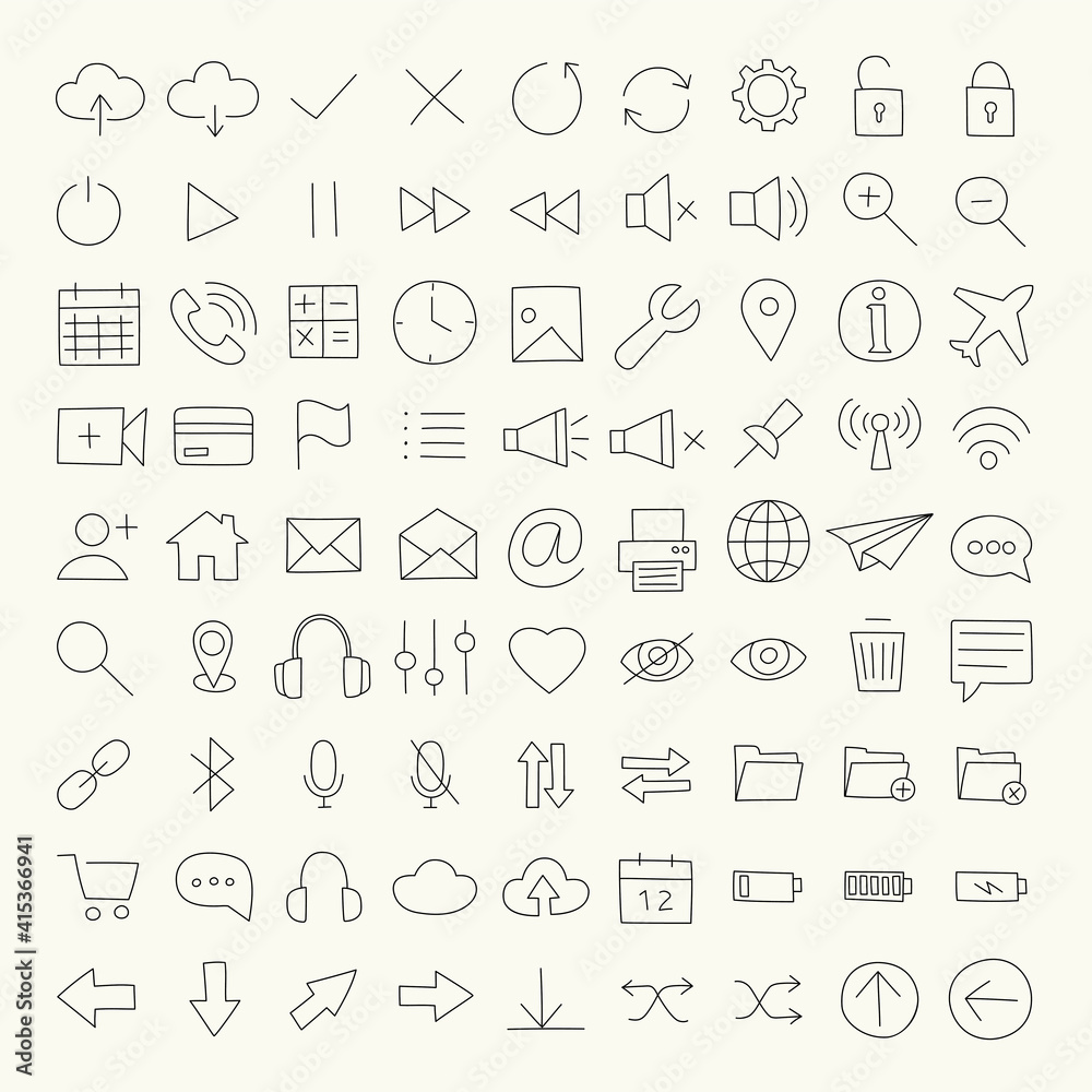 Web icons, Vector Illustration, Doodle Collection Web icons, Vector Illustration, Doodle Collection