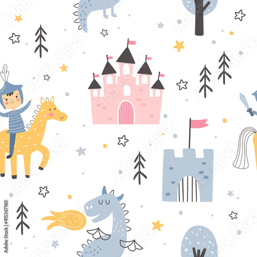 Wallpaper Mural knight pattern on white background for children Torontodigital.ca