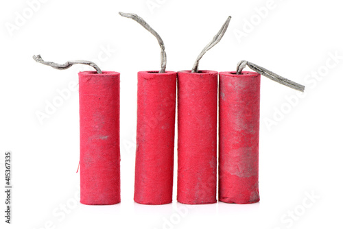 Foto Red Firecrackers on white background