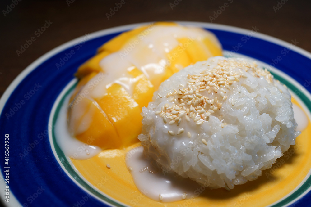Mango with sticky rice, Traditional Thai dessert. Mango with sticky rice, Traditional Thai dessert.