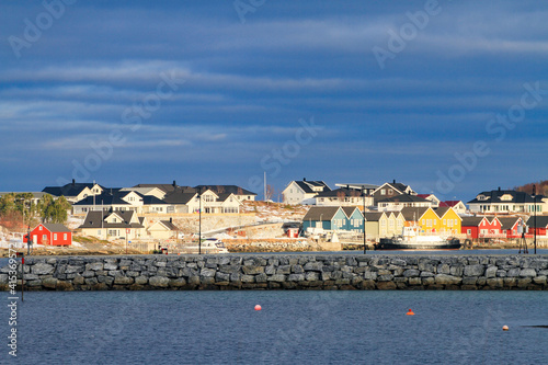 The sun is shining on the house by the sea,Brønnøysund,Helgeland,Nordland county,Norway,scandinavia,Europe